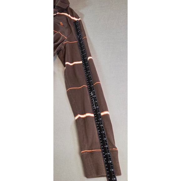 Abercrombie & Fitch Brown Striped Long Sleeve Polo Shirt XL Muscle Fit - Picture 11 of 13